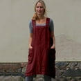 thumbnail image 2 of Shiusina summer dresses for women 2022 Women Cotton Linen Pinafore Square Cross Apron Garden Work Pinafore Dress Red L, 2 of 8