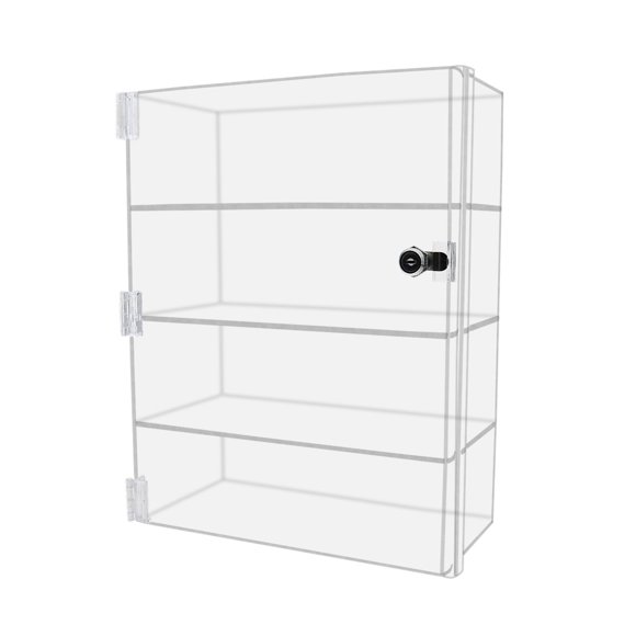 Marketing Holders Acrylic Locking Vertical Cabinet with Keys 12" x 9.5" x 16" Clear Tall Countertop Locker One Piece No Assembly with Swinging Door for Retail Merchandise
