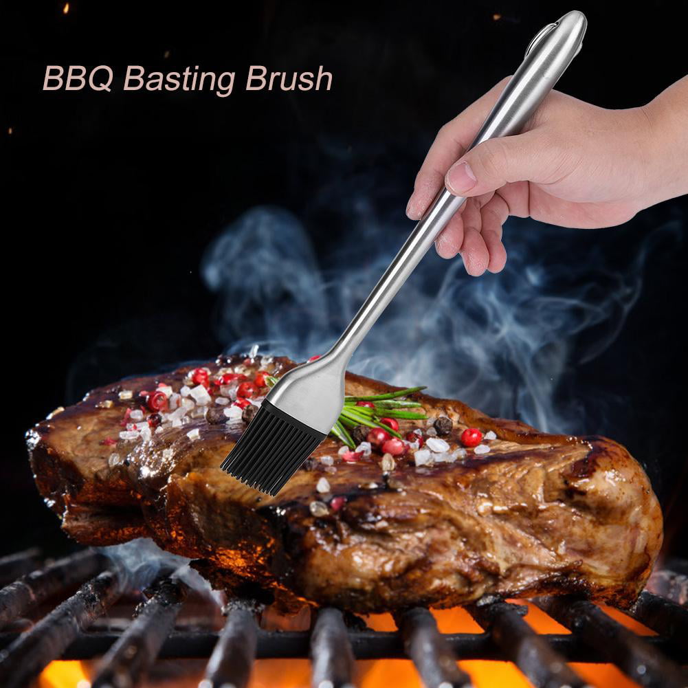 Silicone BBQ Basting Brush W/Stainless Steel Handle Grilling Brush Picnic Tools 