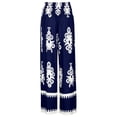 thumbnail image 7 of DHFJKG Boho Pants Women High Waisted Wide Leg Casual Drawstring Ethnic Style Printed Flowy Palazzo Summer Beach Vacation Clothes Trendy Trousers, 7 of 7