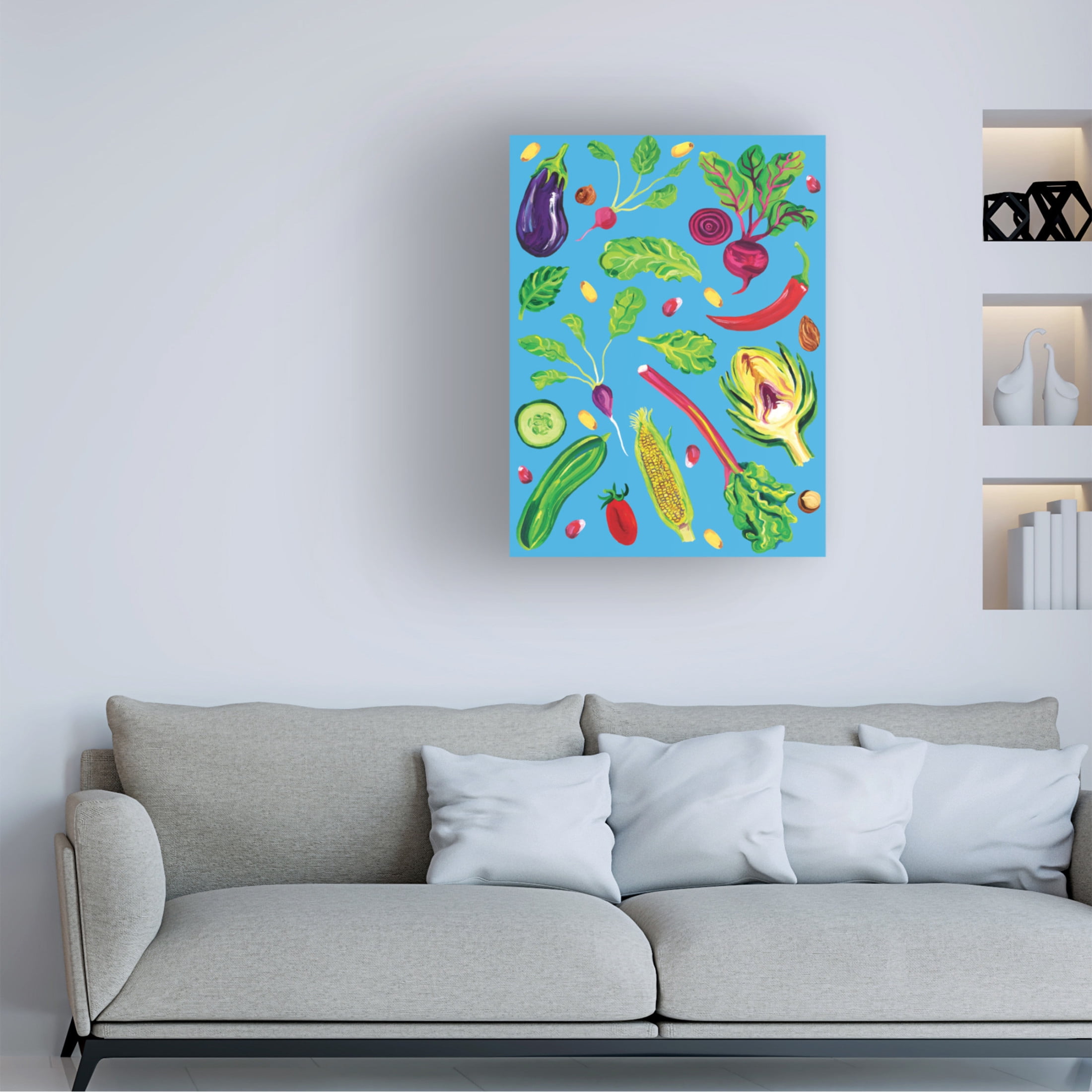 Trademark Fine Art Alice Straker Spring Vegetables Blue Canvas Wall Art