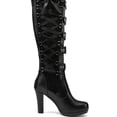 thumbnail image 4 of Womens Vintage Victorian Knee High Boots with Back Zipper Gothic Block High Heel Multiple Buckle Round Toe Y2K Knight Combat Boots, 4 of 5