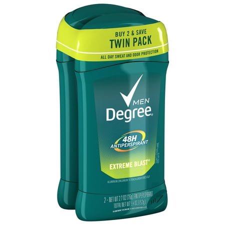 (4 count) Degree Men Original Protection Extreme Blast Antiperspirant Deodorant, 2.7 oz, 2 twin