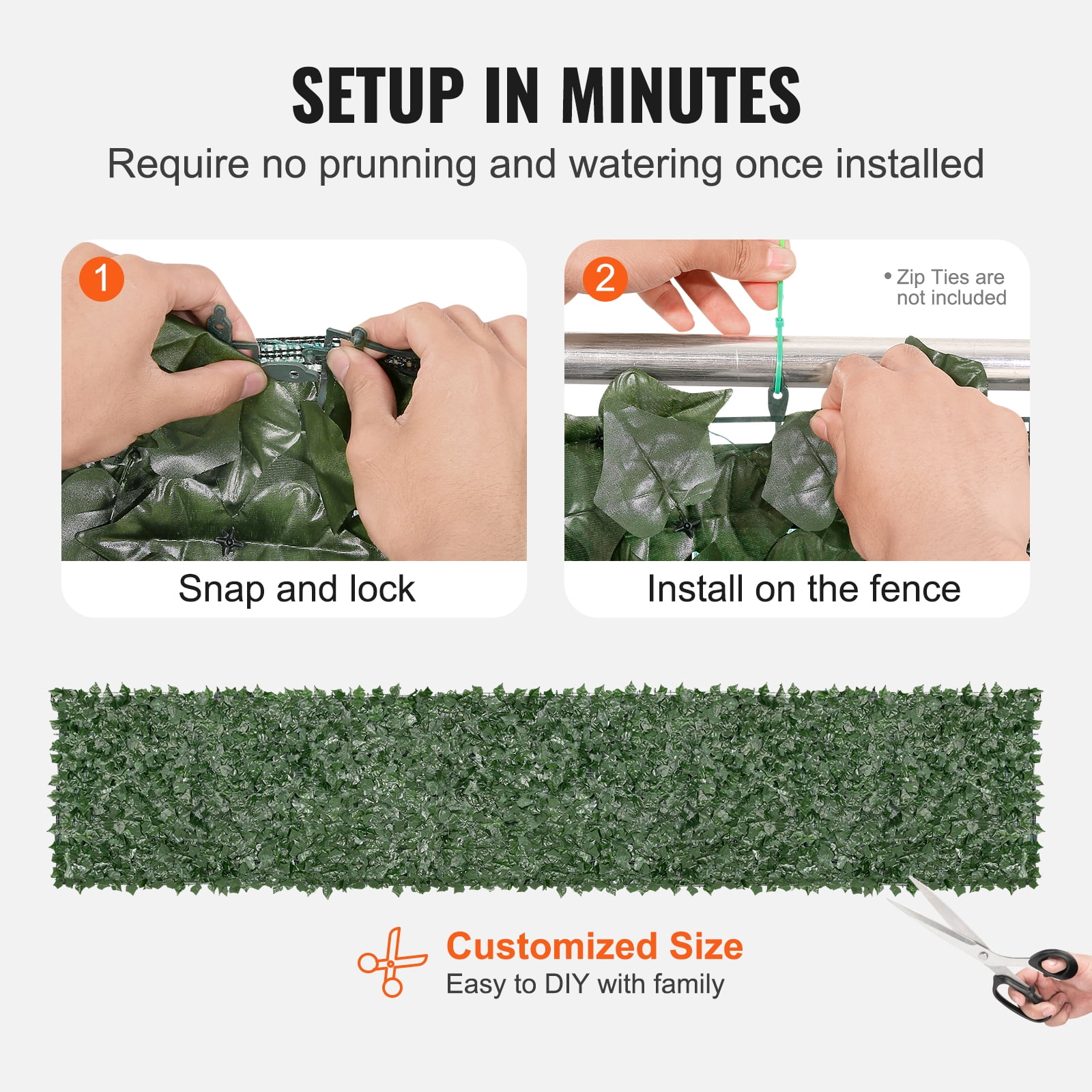 KFFKFF 39"x198" Artificial Faux Ivy Leaf Fence Screen with Mesh Cloth Backing