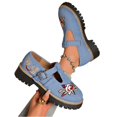 thumbnail image 3 of EKVAHL Women's Mary Jane Walking Shoes, Buckle Chunky Platform Loafers, Floral Embroidery Lug Sole Outdoor Campus Daily Work Shoes Blue, 3 of 5