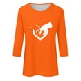 thumbnail image 4 of Dadaria Hauts pour Femmes Chemise Orange Manches 3/4 T-Shirt Col Rond Grande Taille Tee Été Chandail Blouses S, 4 of 5