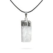 AYANA Selenite Crystal Pendant - White Necklace for Emotional & Spiritual Wellness - Taurus Birthstone - Ethically Sourced Gemstone Necklace with 18-22 Inch Adjustable Vegan Cord &  A Premium Pouch