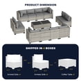 thumbnail image 6 of 14-Piece Outdoor Patio Furniture Set, PE Wicker Rattan Sectional Sofa Conversation Set with Tempered Glass Table & Thick Cushions - All-Weather Garden, Backyard Furniture,Grey, 6 of 7