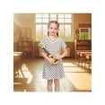 thumbnail image 2 of Sunny Fashion Girls Polka Dot Dresses Short Sleeve V-Neck Knee Length White With Black Dots Retro Casual Summer Daily 4 Years, 2 of 7
