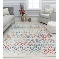 Mason Brooks Ryder KN20A Prismatic Delight Moroccan Tribal White Area Rug, 2'6" x 4'