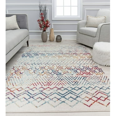 Mason Brooks Ryder KN20A Prismatic Delight Moroccan Tribal White Area Rug, 2'6" x 4'