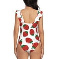 thumbnail image 6 of Yiaed Hand Drawn Strawberry Print Women's Ruffled One Piece Swimsuit V Neck Swimwear Slimming Monokini for Woman-Large, 6 of 8