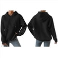 thumbnail image 2 of Sudadera con Capucha para Mujer, A , Cálida, Informal, Holgada, de Gran Tamaño. Negro S, 2 of 7