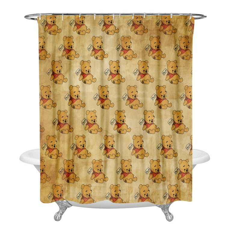 Shower Curtain M-150*180cm Winnie the Pooh Bathroom Decor Winnie the Pooh  Aesthetic Modern Fabric Waterproof Shower Curtain Set with Hook