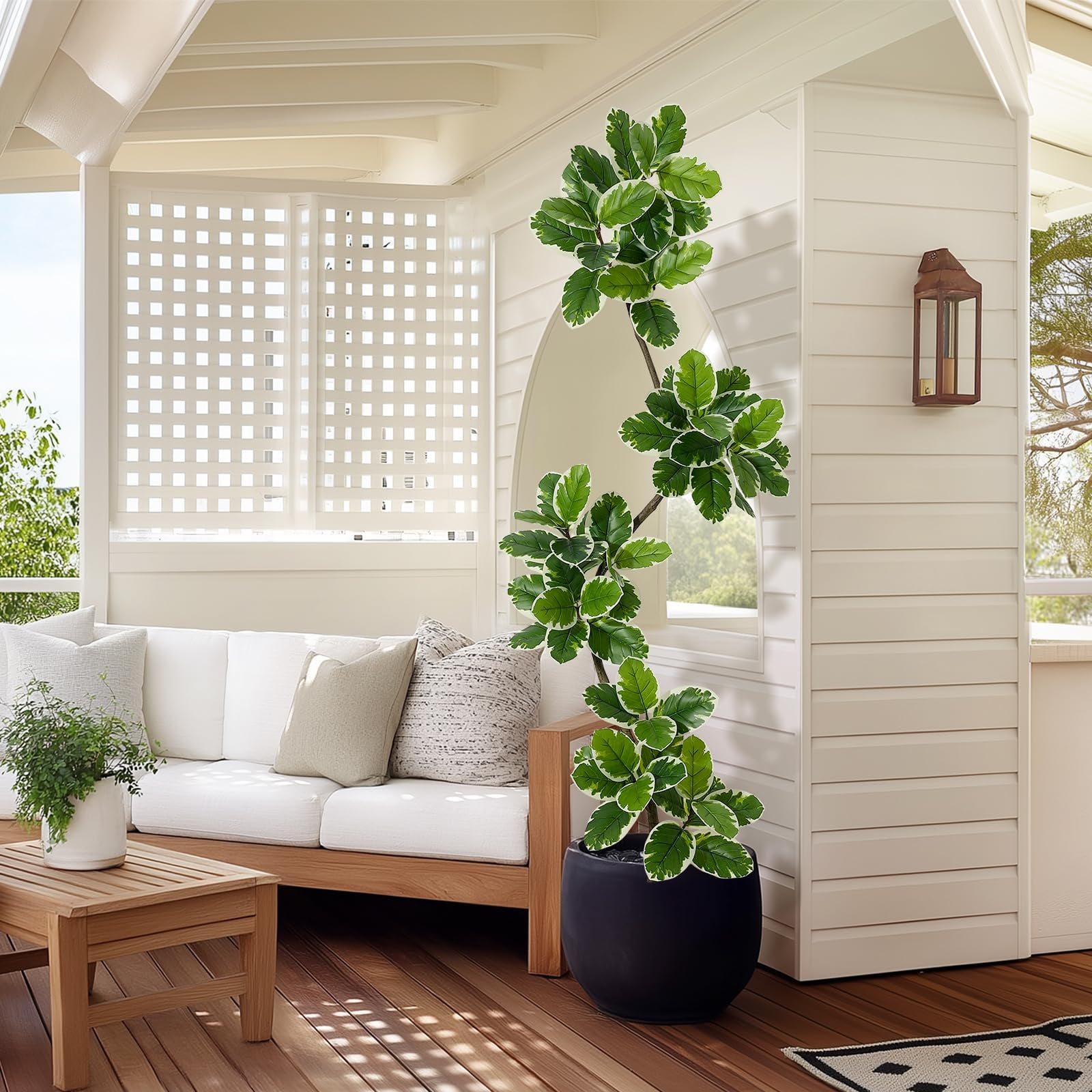 Litake Fiddle Leaf Fig Tree Artificial Indoor, 7 ft Tall Faux Rubber Tree with Sphere Planter, Tall Artificial Plants with Moss for Home Decor Office Living Room