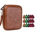 thumbnail image 1 of Graflsoa Premium Brown PU Leather Guitar Pick Holder with 15 Random Color 0.75mm Picks - Durable and Shockproof Accessory Case MX0315D, 1 of 6