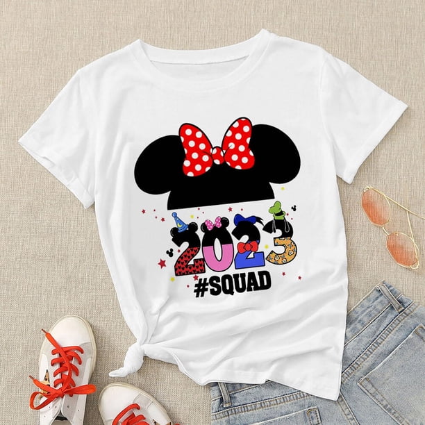 Disney Minnie Mouse Princesses Women's T-shirt 2023 Fashion Sweet Style Cute Girl Clothes Summer Casual Vacation Female T ShirtAldult-S(1pc) Gao Jinjia LED