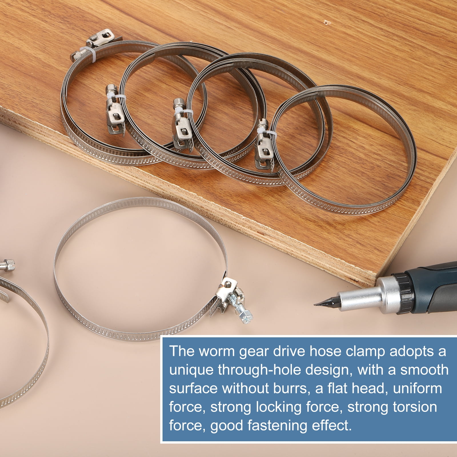 4 Inch 430 Stainless Steel Duct Clamps, 20 Pcs Adjustable Hose Clamps