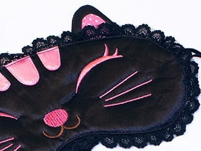 G&J Black Cat Sleeping Mask Embroidered Applique Sleep Eye Mask Soft Eyeshade Sleeping Blinder Soft Blindfold