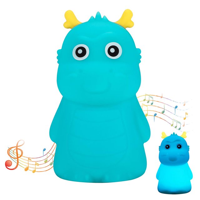Wosthever Lámpara de noche de silicona no tóxica con 7 colores de luz Adorable lámpara de control táctil de 600 mAh con forma de dragón de dibujos Iluminación y accesorios No.1 Wosthever HA026072-01