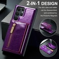 thumbnail image 5 of Nalacover Zipper Wallet Case for Samsung Galaxy S22 Ultra with Card Slots Holder Magnetic Kickstand, 2 in 1 Design Luxury Shining PU Leather Shockproof Anti-Scratch Cover for Galaxy S22 Ultra,Purple, 5 of 11
