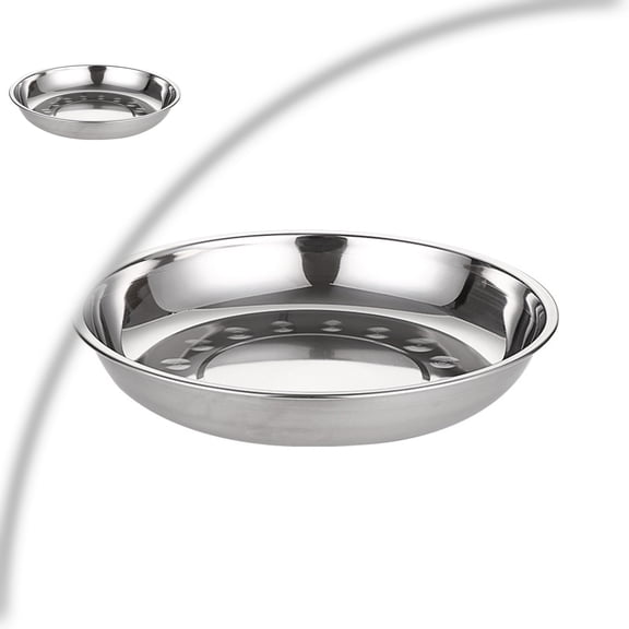 Stainless Steel Round Plate/Camping Metal Dinner Plate, Durable Unbreakable, Easy to Clean, for Camping Outdoor Picnic