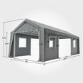 thumbnail image 5 of 10'x20' Heavy-Duty Waterproof Carport Canopy, All-Season Portable Garage with 4 Roll-Up Doors and Windows for Car, Truck, and Boat Storage, Grey Color, 5 of 7