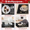 thumbnail image 5 of Coffee Mat for Countertops, Merry Christmas Tree Black Gold Xmas Dish Drying Mat 2 Pcs for Kitchen Bar Accessories, Coffee Maker Espresso Machine Dish Rack Hide Stain Rubber 12x19in, 5 of 7