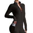 thumbnail image 3 of Deago Women's Full Zip Workout Jackets Lightweight Running Yoga Jacket Cropped Slim Fit Athletic Tops with Thumb Holes (Black, S), 3 of 8