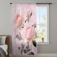thumbnail image 4 of Romantic Pink Roses Sheer Curtains 96 Inches Long, Watercolor Botanical Floral Light Filering Curtains, Privacy Drapes Simi Floor to Veiling Curtain for Living Room Bedroom Large Window Treatment, 4 of 9