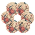 thumbnail image 2 of Qxltty Blue Magpie Drink Coasters with Holder 6pcs Handmade Woven Simple Vintage Saucer Set, 2 of 7