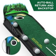 Golf Putting Mat 3-Hole Putter Training Aid • Portable Indoor Outdoor Practice Green • Golf Putting Trainer for Carpet and Grass • Golf Practice Equipment with Realistic Feel