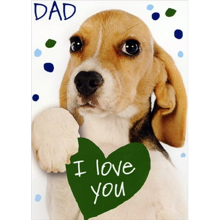 Recycled Paper Greetings This Much Dog with Green Heart Cute Father's Day Card for
