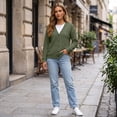 thumbnail image 5 of Stamzod Fall Cardigans for Women V Neck Long Sleeve Button Down Knit Waffle Cardigan Plus Size Clothes, 5 of 10