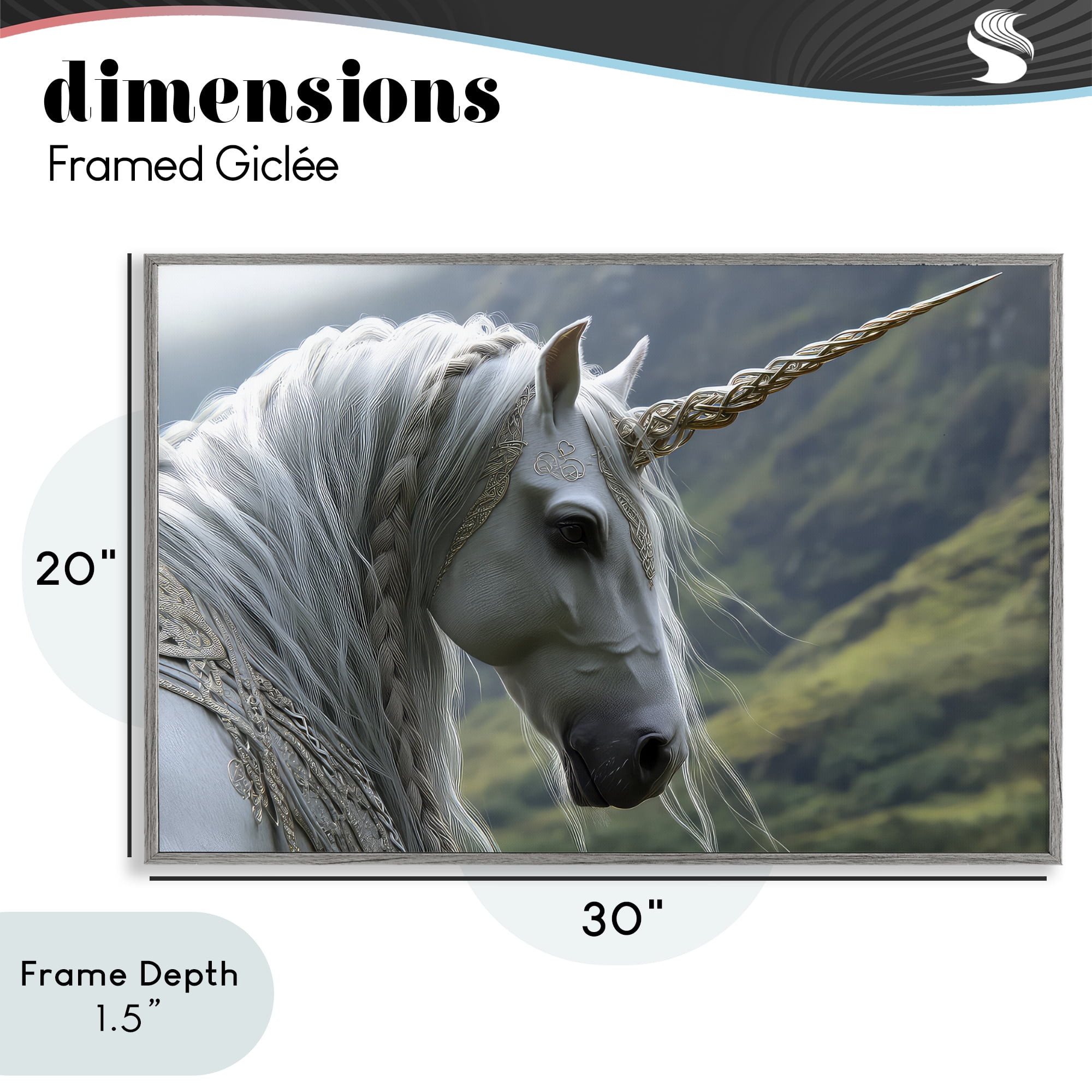 Stupell Industries Celtic Unicorn Braided Mane Gray Framed Giclee Art, design by The Wands Want