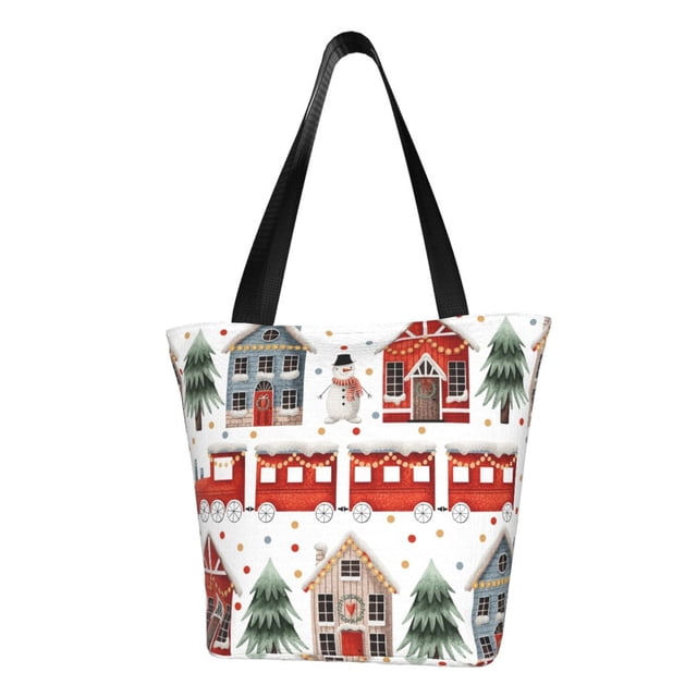 Disketp Christmas Houses for Women’s Casual Shoulder Tote Bag Cross-body Handbags for Shopping, Travel and Daily Use