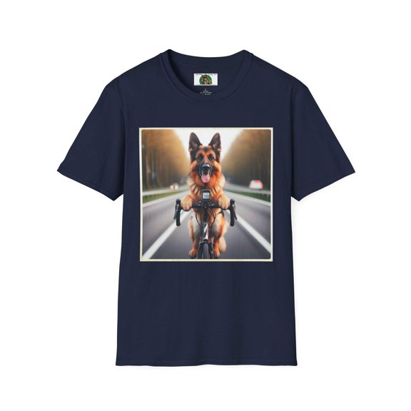 German Shepherd Biker Unisex Softstyle T-Shirt