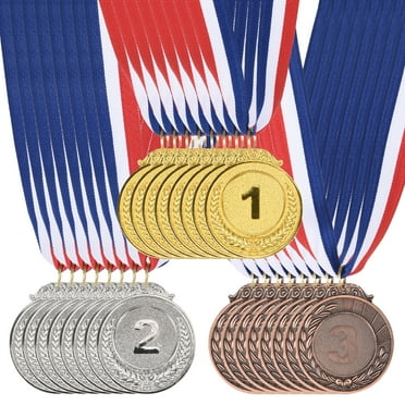 24 Pieces Gold Silver Bronze Award Metals, 2-Inch Award Medals 1st 2nd 3rd Prizes with Ribbon