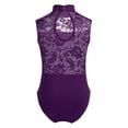 thumbnail image 2 of Oyolan Kids Girls Ballet Dance Gymnastics Leotard Bodysuit Turtle Neck Lace Back Sleeveless Jumpsuit Purple L, 2 of 7