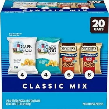 Snyder's of Hanover and Cape Cod Classic Mix Variety Pack, 20 Count Snack Bags