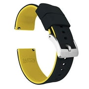 22mm Black/Yellow - Barton Elite Silicone Watch Bands - Quick Release - Choose Strap Color & Width
