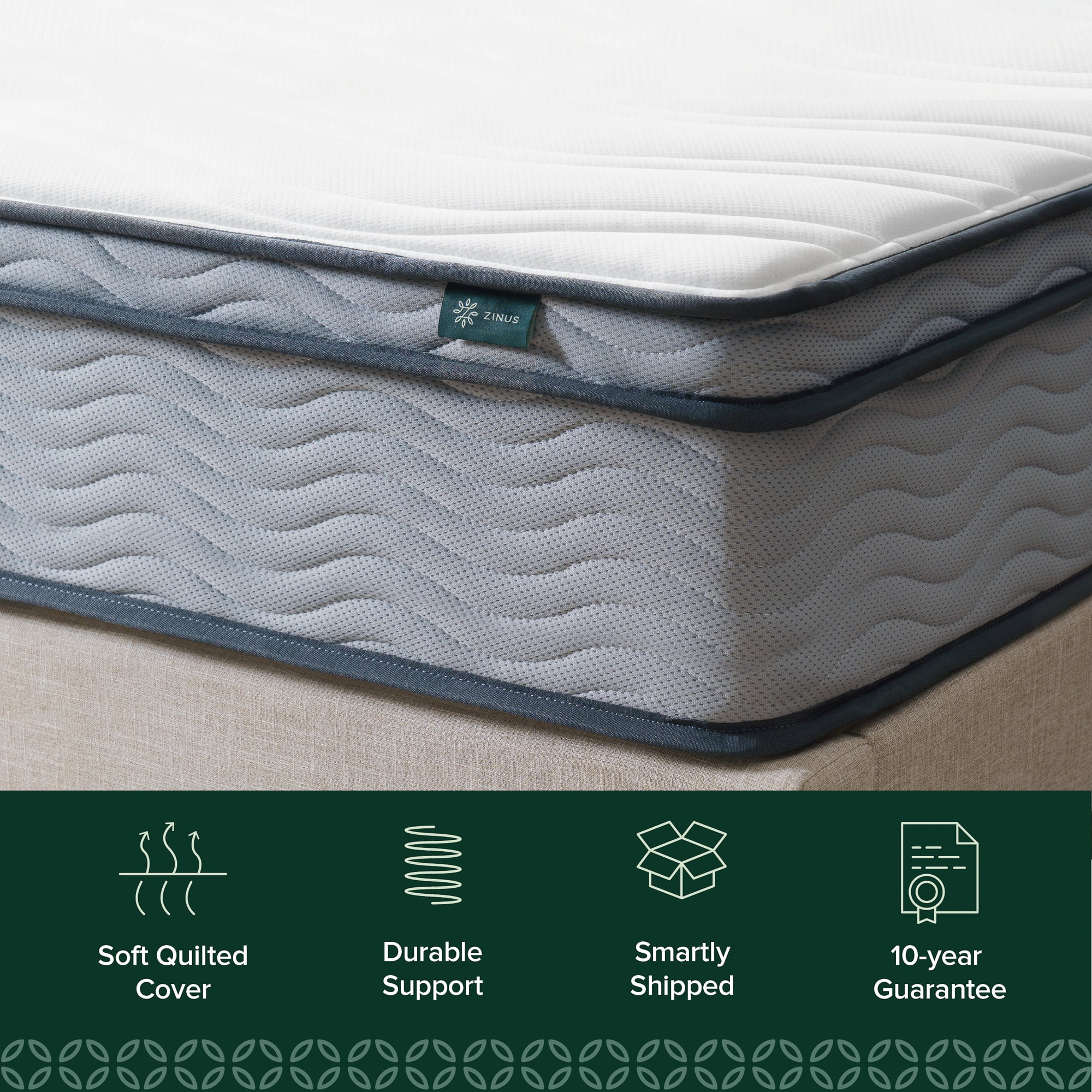 Zinus 10" Innerspring Mattress with Euro Top, Full