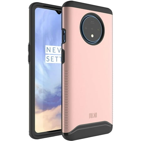 TUDIA Slim-Fit [Merge] Dual Layer Heavy Duty Extreme Drop Protection/Rugged Phone Case for OnePlus 7T (Rose Gold)