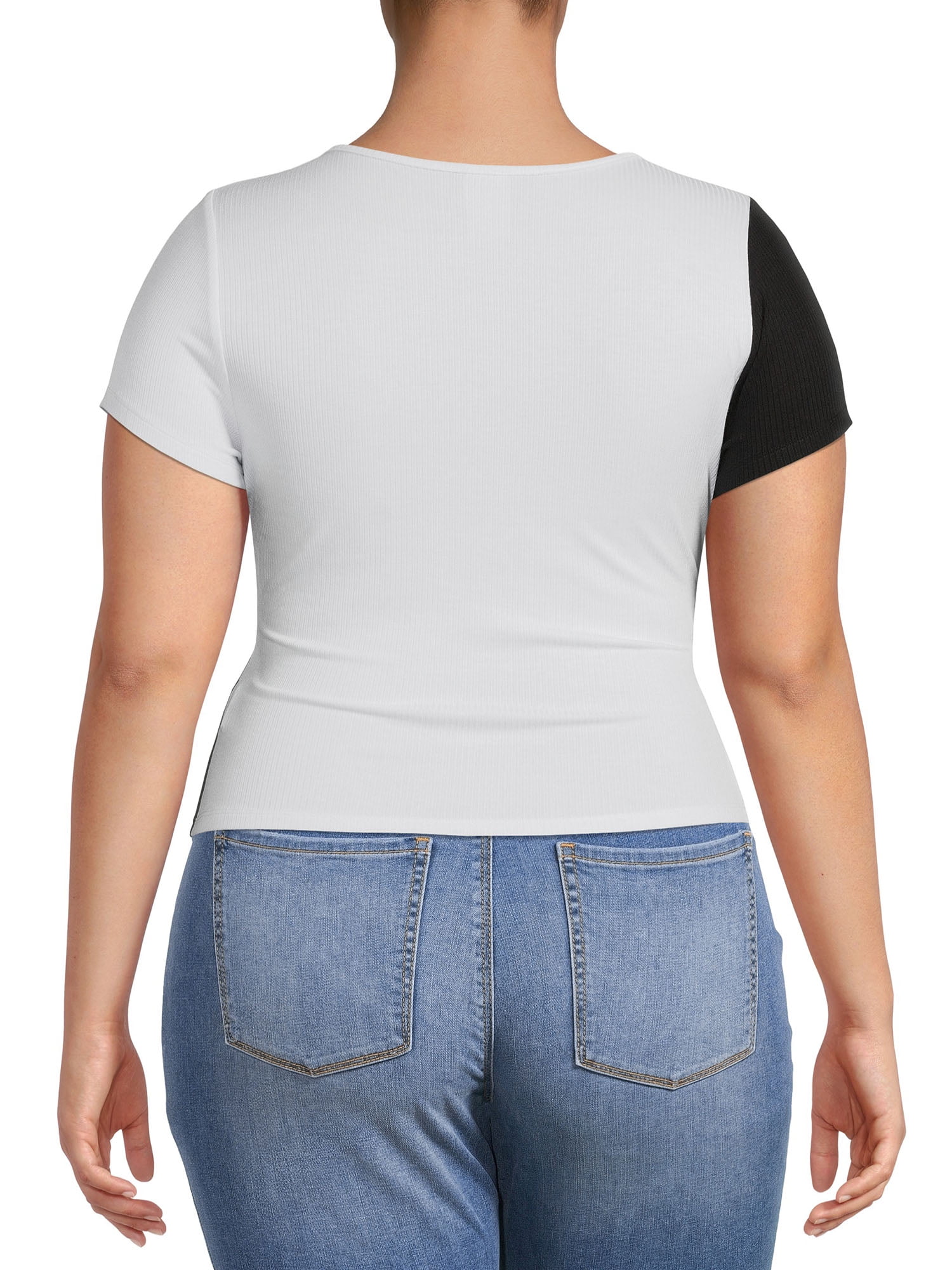 Synes indhold Ejeren No Boundaries Juniors' Plus Size Asymmetrical Color Block T-Shirt -  Walmart.com