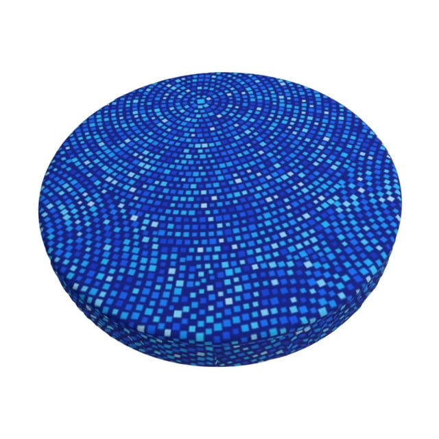 Balery Blue Circles Mosaic Fundas de asiento para taburete de bar redondo de tela de terciopelo ajustables que protegen de arañazos y manchas para sillas de 14 a 17 pulgadas.-14 inch