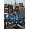 thumbnail image 2 of Outdoor Tablecloth with Umbrella Hole for Patio/Picnic/Party/Camping, Navy Blue Spring Floral Waterproof Table Cloth Round Cover Washable, Green Botanical Summer Flower Birds (Dia 54"), 2 of 8