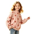 thumbnail image 4 of WhouRiu Girls Casual Neck Sweatshirts Fall Cozy Polka Dot Print Pullover Sweatshirt 2-15 Years, 4 of 6