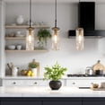 thumbnail image 5 of Kenroy Home Caulford 3-Light Adjustable Height Kitchen Island Light Fixture with Clear Glass Cylinder Shade for Kitchen Island, Dinning Room, Bedroom, Foyer, or Entryway, Black, 5 of 8