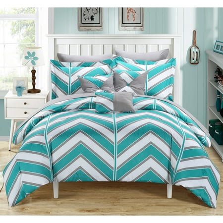 Chic Home 10 Piece Roxy Chevron And Geometric Printed Reversible