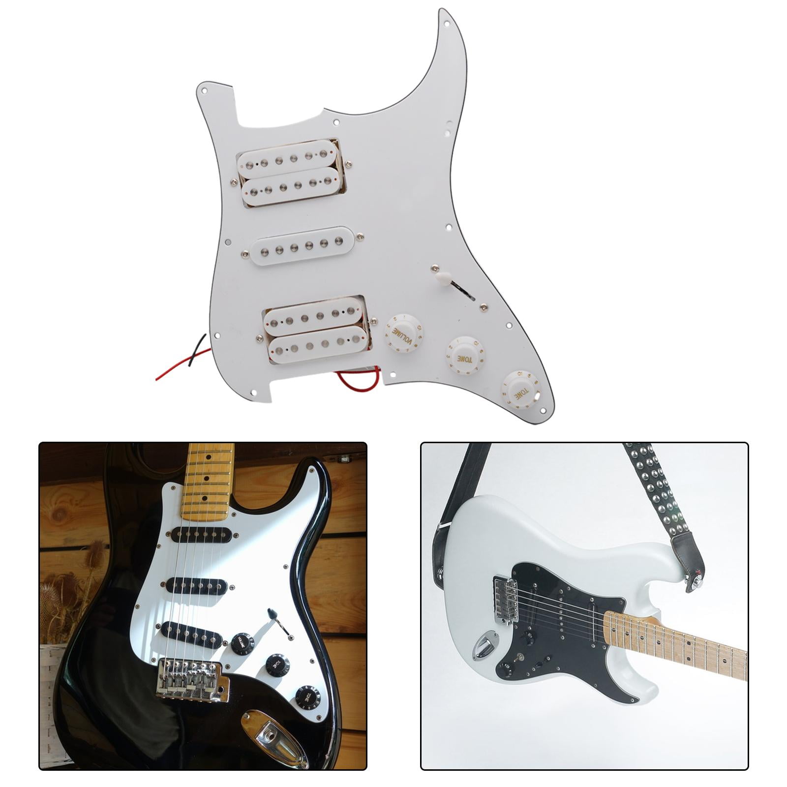 LeeQinersw Guitar Pickguard 11 Hole Modern Metal Professional Multifunction Prewired Loaded HSH white